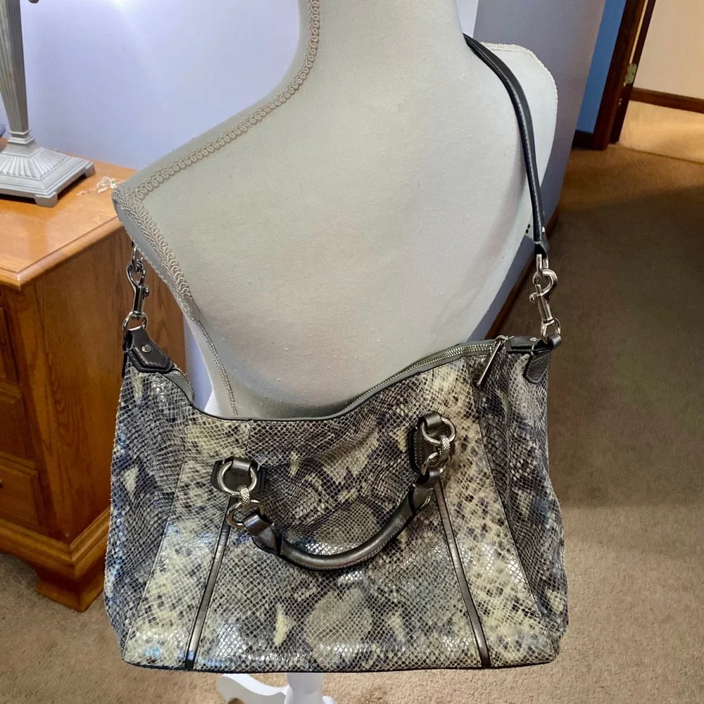 Coach Campbell Exotic Embossed Snakeskin Leather Large Satchel Shoulder F26041